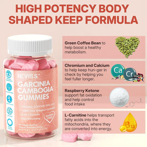 Sugar Free Garcinia Cambogia Gummies 1000Mg 95% HCA Pure Extract, Strawberry Flavor 60 Count