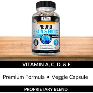 Kaya Naturals - Nootropic Brain Support Supplement - Focus & Concentration & Learning Accuracy - 60 Count