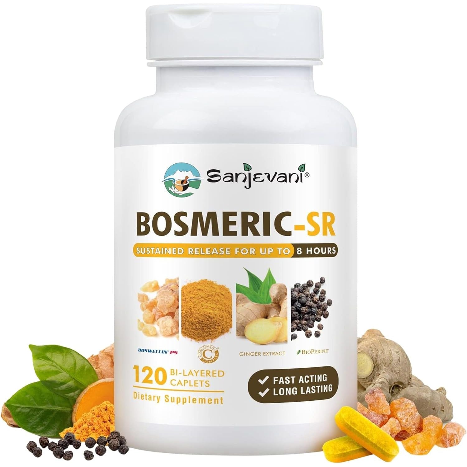 Fast-Acting Joint Supplement, 8-Hour Sustained Release, 120 Caplets - Sanjevani