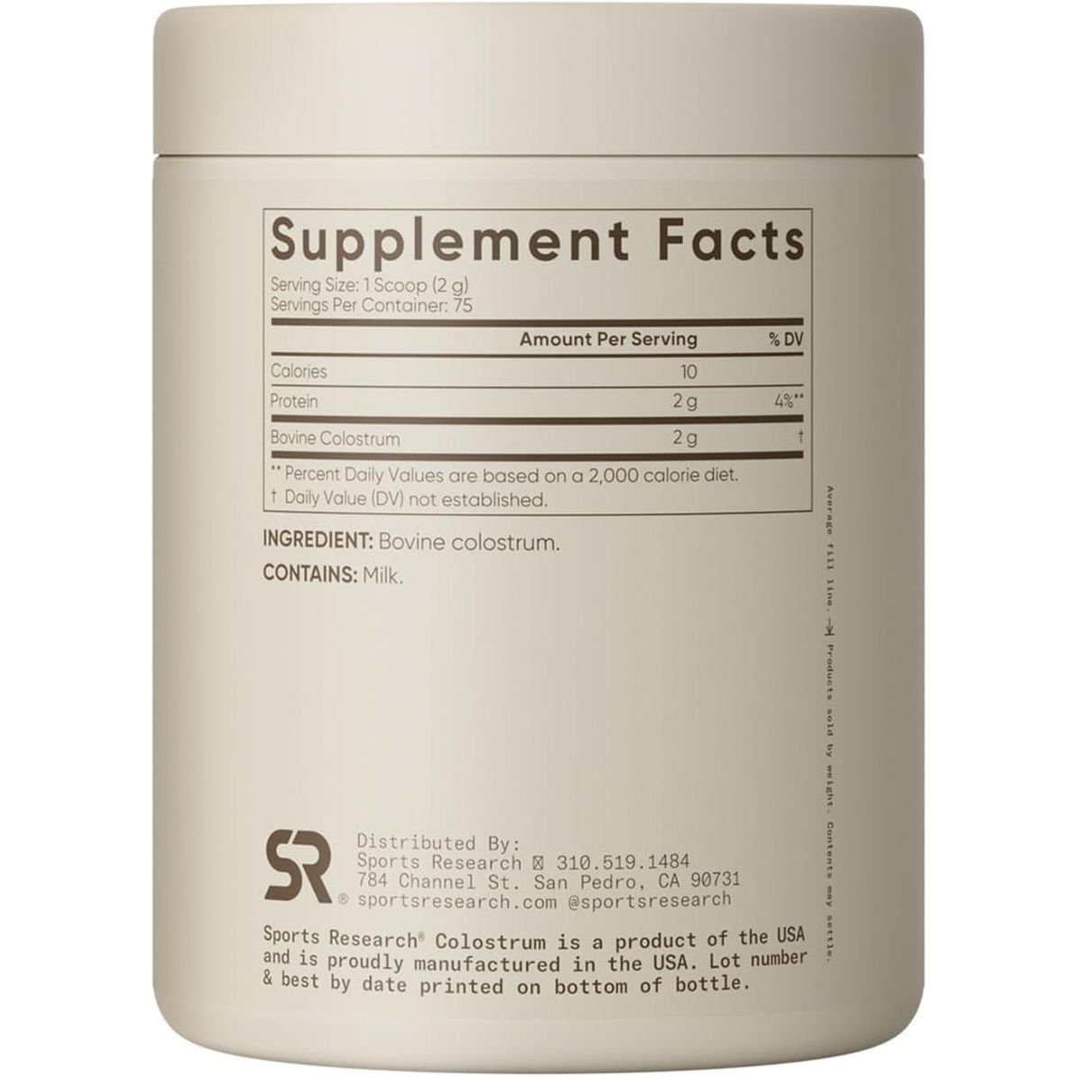 Sports Research® Colostrum Powder – Formulated to Support Workout Performance, Immunity & Gut Health 75 Servings