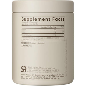 Sports Research® Colostrum Powder – Formulated to Support Workout Performance, Immunity & Gut Health 75 Servings