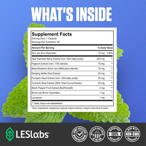 LES Labs Prostate Health – Prostate Support, Urinary Tract Health, Fewer Bathroom Visits & Improved Sleep – 60 Capsules