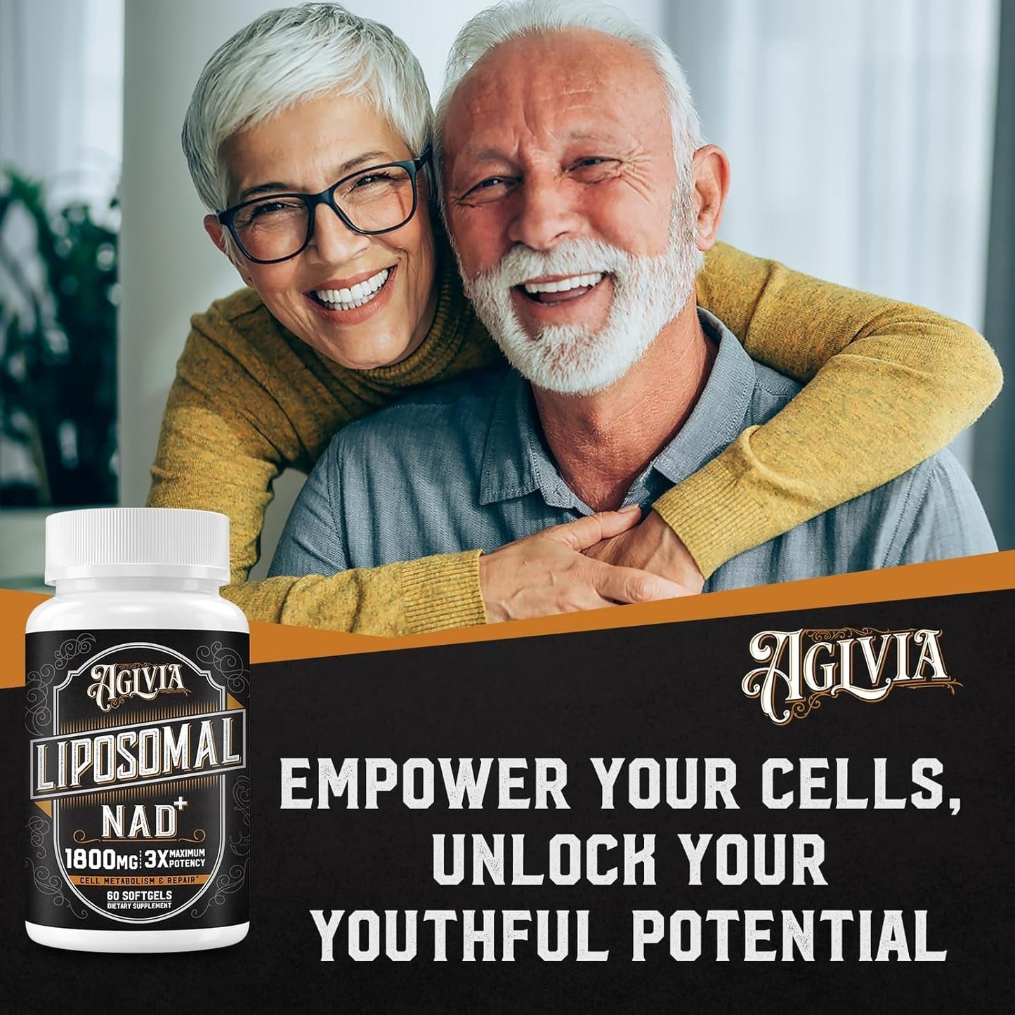 1800 MG Liposomal NAD Supplement for Energy Booster & Cellular Repair 60 Softgels