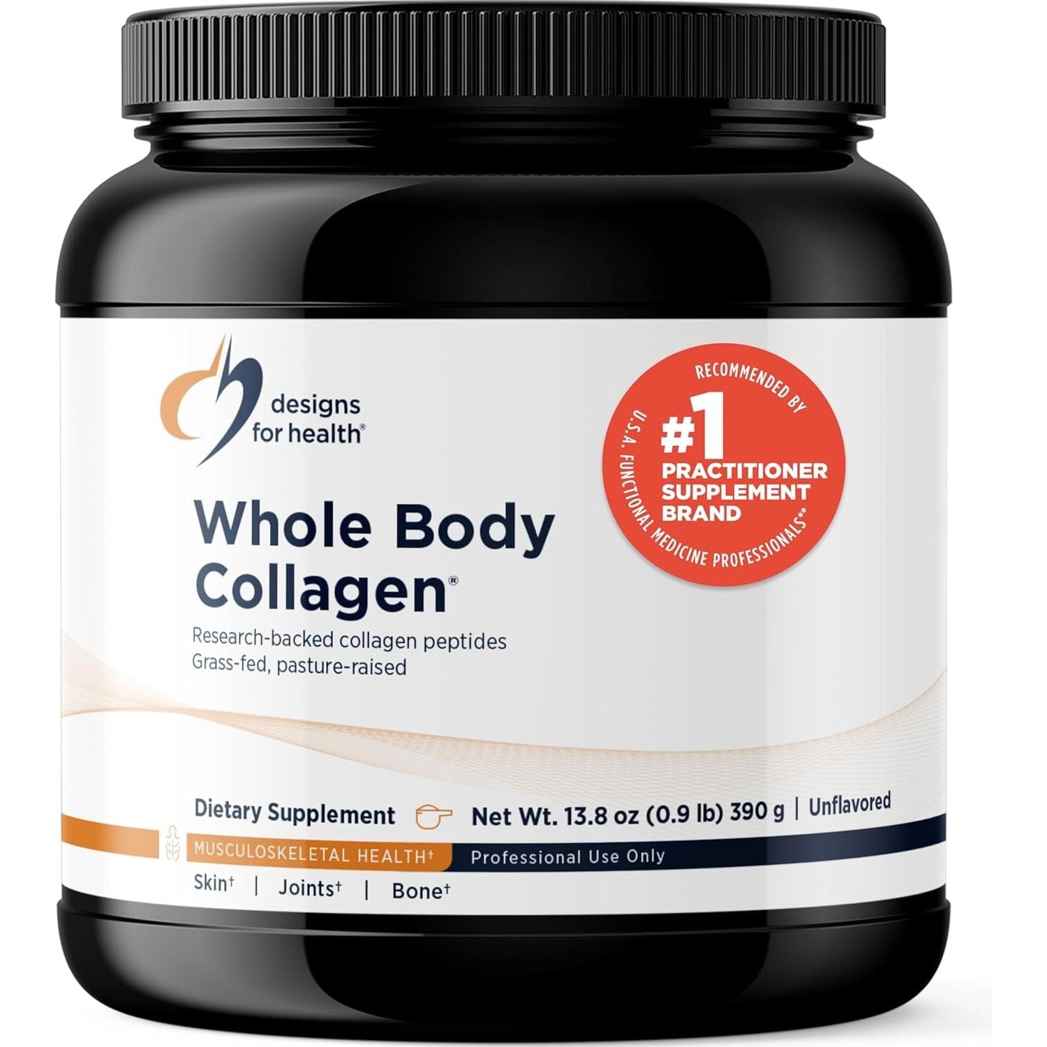 Designs for Health Whole Body Collagen Powder for Skin, Joint + Bone Health (30 Servings)