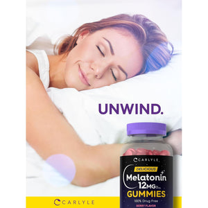 Carlyle Melatonin Gummies 12Mg | 100 Count | Berry Flavor