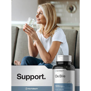 Horbäach Ox Bile Supplement | 1000Mg | 100 Capsules | Digestive Enzymes Supplement