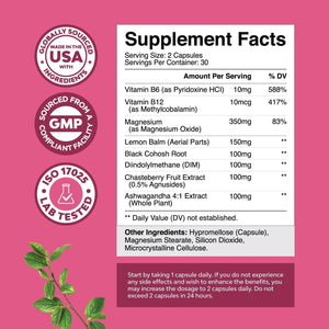 PMS Support Supplement for Women - for Period Cramps Relief, Menopause Bloating, Mood Swing – 60 Capsules