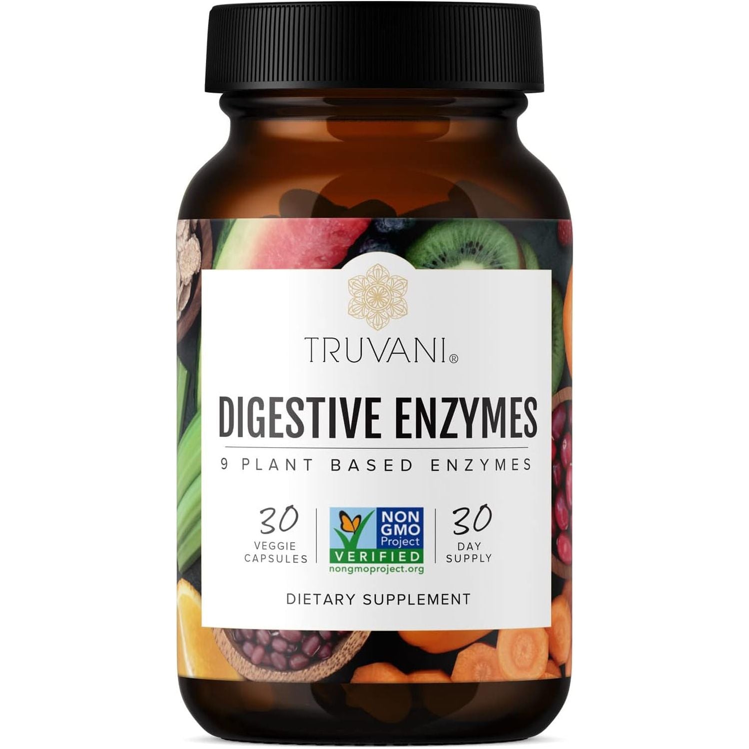 Truvani Digestive Enzymes | 9 Enzyme Blend | Digestive Support | Reduce Bloating | Increased Nutrient Absorption | 30 Day Supply