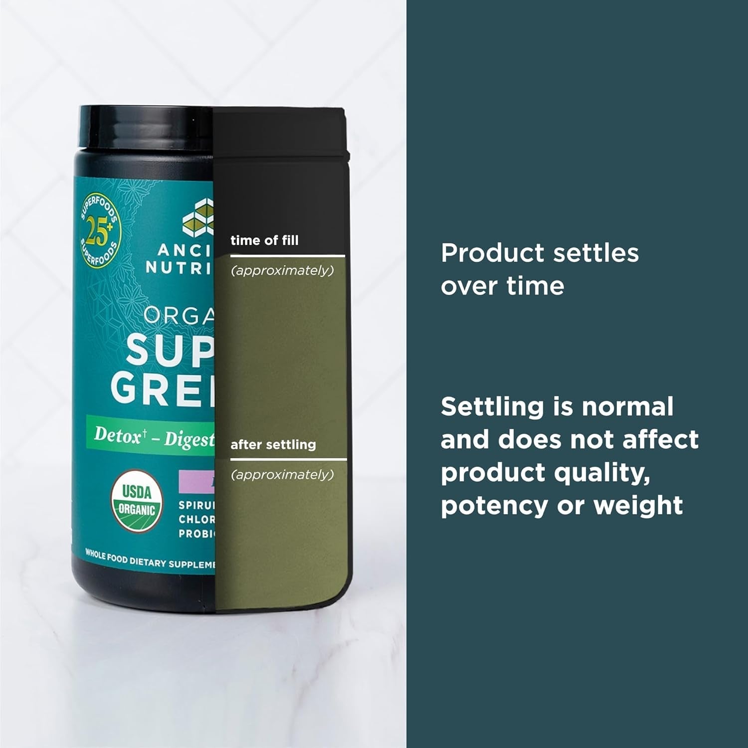 ANCIENT NUTRITION Organic Supergreens Powder with Probiotics for Digestive & Energy Support, 25 Servings
