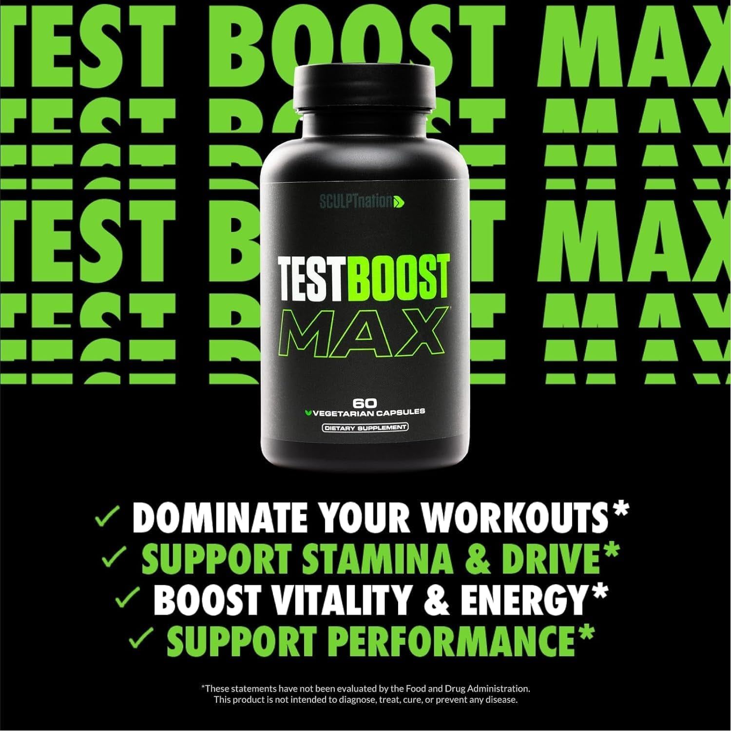 Sculpt Nation by V Shred Test Boost Max - Testosterone Supplement for Men - Tribulus Terrestris 60 Capsules