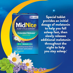 Midnite Extended Release Medium Dose 6 Mg Melatonin Sleep Aid 30 Tablets