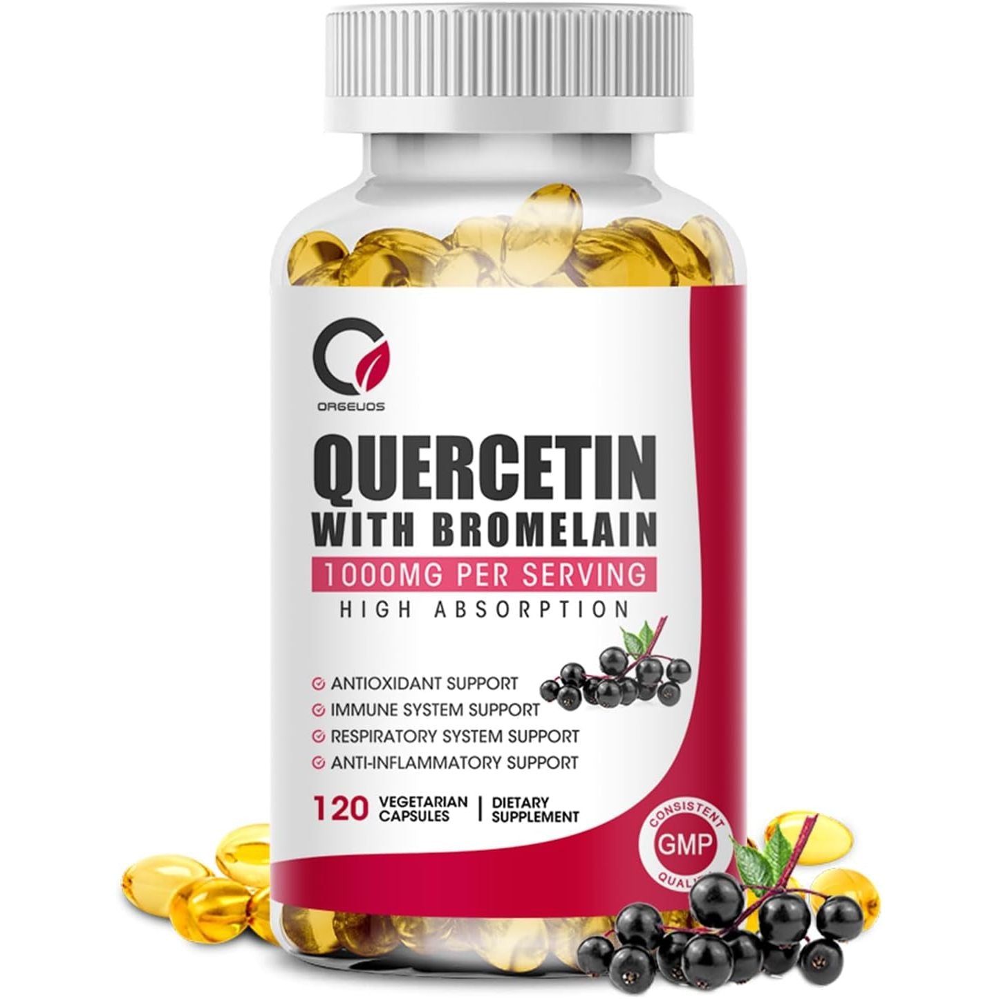 Quercetin with Bromelain 1000Mg 120 Capsules - Immune Support Supplement