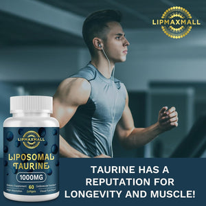 Liposomal Taurine Supplement 1000Mg, High Absorption Amino Acid for Heart, Nerve, Brain, Visual, Longevity & Muscle (60 Softgels)