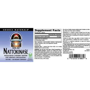 Source Naturals NSK-SD Nattokinase, Systemic Enzyme for Healthy Circulation* 100Mg - 60 Vegan Capsules