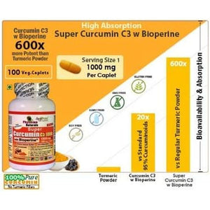 Super Curcumin C3 1000 with Bioperine 1000 Mg - Supports Inflammation Immune and Joint Health