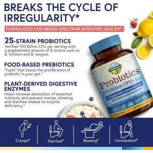 Terranics Probiotics 120 Billion with Prebiotics & Digestive Enzymes, Complete Digestion & Immune Support 30 Capsules