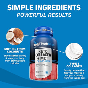 Herbtonics Keto Gummies with MCT + Collagen | Anti Aging, Hair Growth, Skin Care & Strong Nails