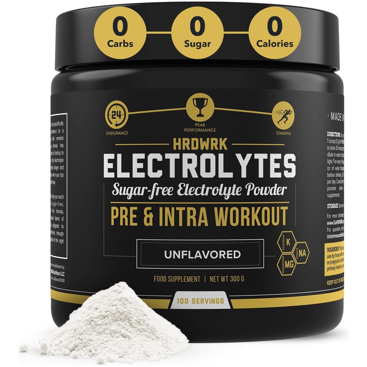 HRDWRK - Electrolytes Powder Keto Hydration Sugar Free with Magnesium, Potassium and Sodium - 100 Servings