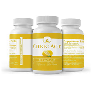 PURE ORIGINAL INGREDIENTS Citric Acid, (100 Capsules) Lab Verified