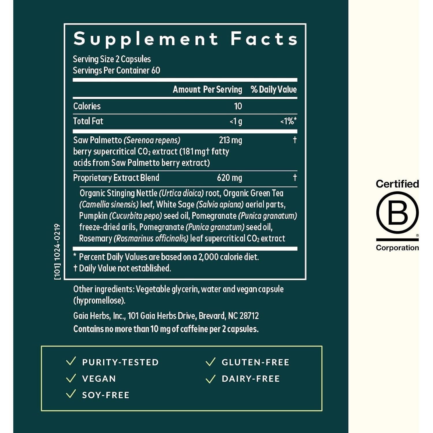 Gaia Herbs Prostate Health - Supports Prostate Health and Function for Men - 120 Capsules