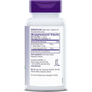 Natrol Brain Health Ginkgo Biloba 120Mg, for Brain Health and Memory Support, 60 Capsules
