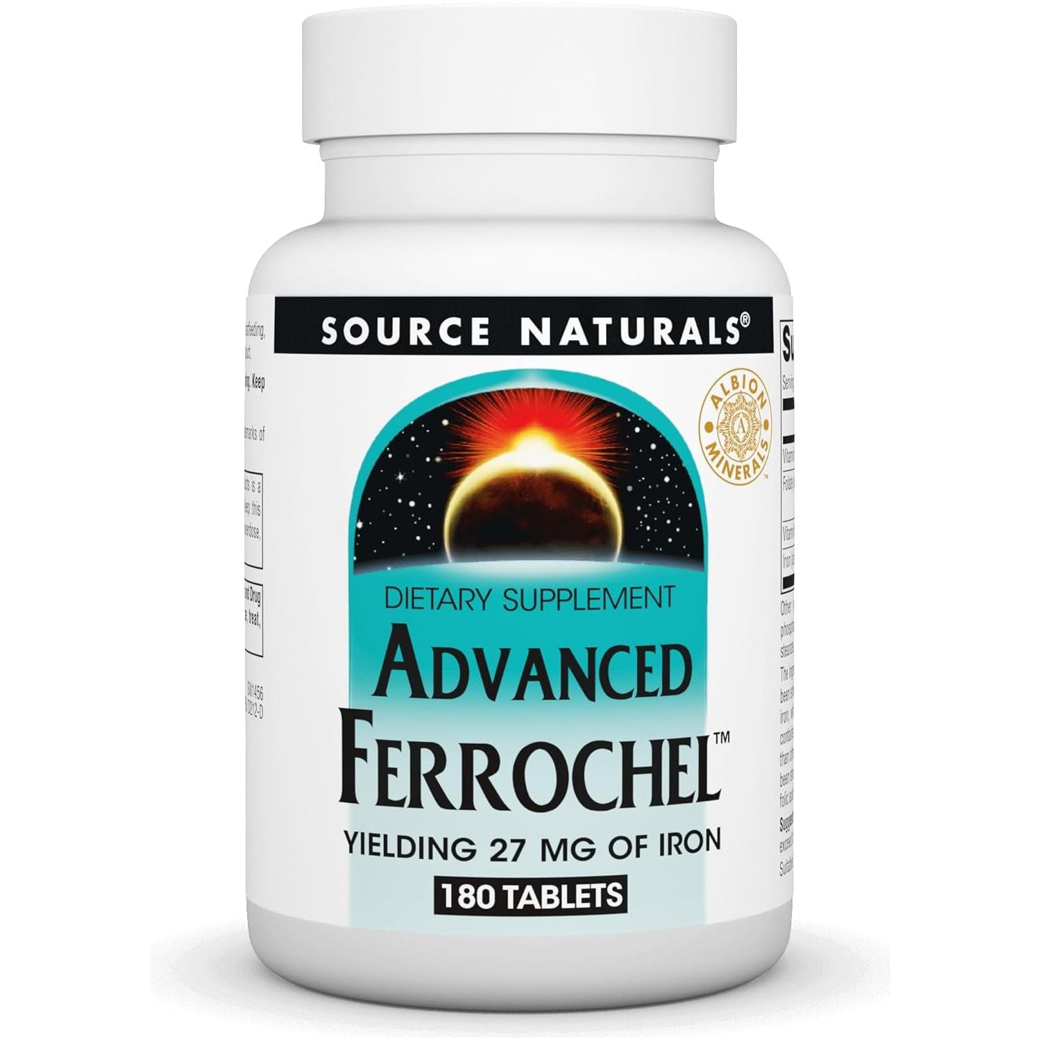 Source Naturals Advanced Ferrochel, Dietary Supplement Yielding 27 Mg of Iron - 180 Tablets