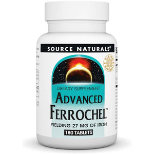 Source Naturals Advanced Ferrochel, Dietary Supplement Yielding 27 Mg of Iron - 180 Tablets