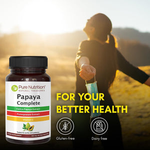 Pure Nutrition Papaya Complete - Supports Platelet Immunity & Digestion - Carica Papaya Fruit and Leaf Extract 60 Capsules/500mg