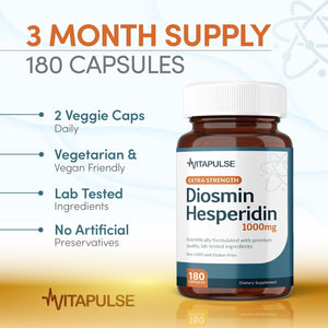 Hesperidin plus 1000Mg per Serving (180 Vegetarian Capsules) - 90 Days Supply