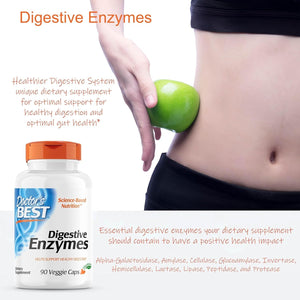 Doctor'S Best Digestive Enzymes, Support Healthy Digestion, Optimal Intestinal Health, Non-Gmo, Vegetarian 90 Capsules