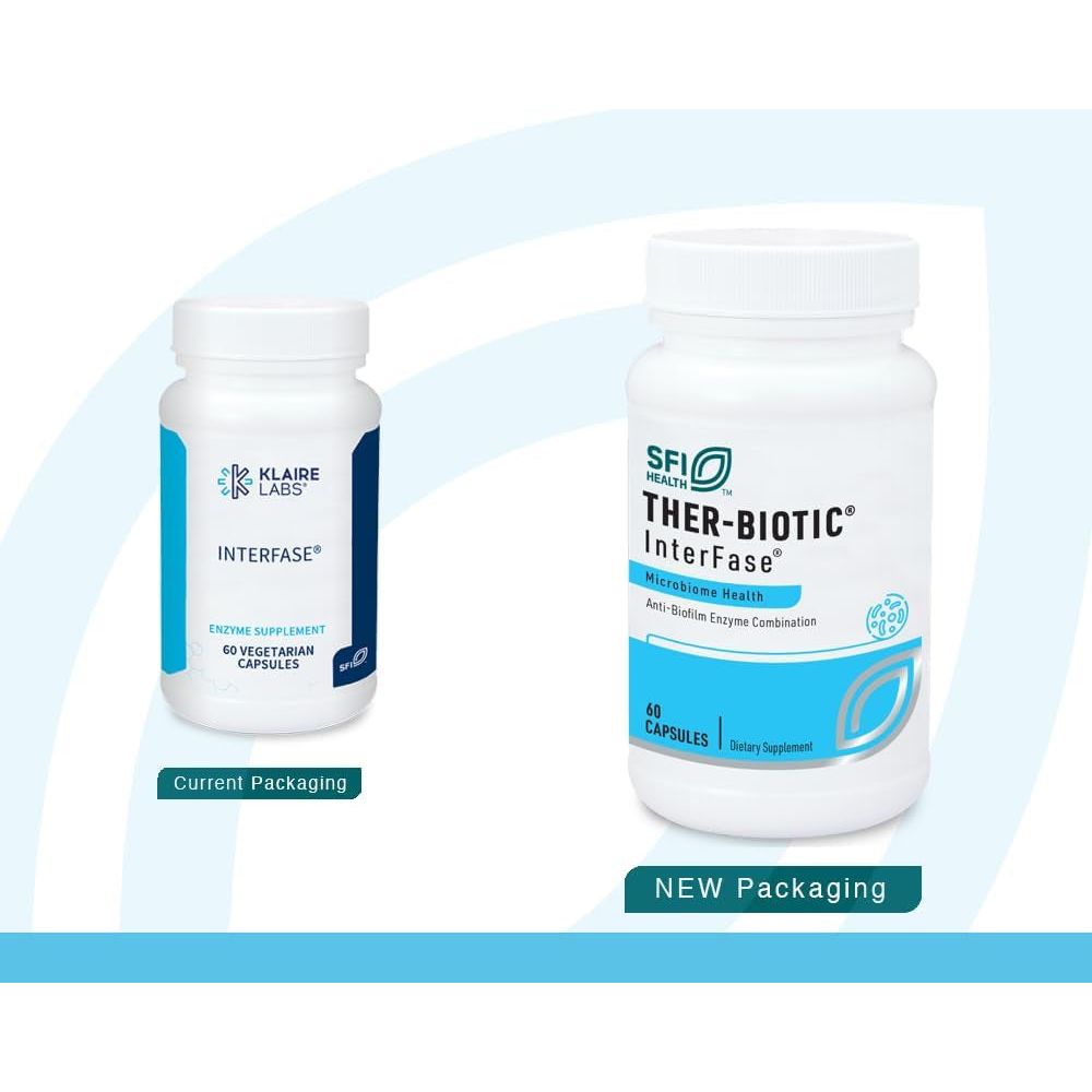 Klaire Labs Interfase - Digestive Enzyme Blend to Support GI Detox & Gut Flora Balance (120 Capsules)