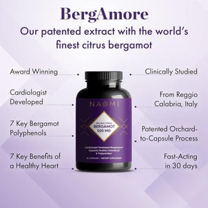 NAOMI Italian Citrus Bergamot 500Mg to Support Healthy Cholesterol & Triglyceride Levels 30-Day Supply