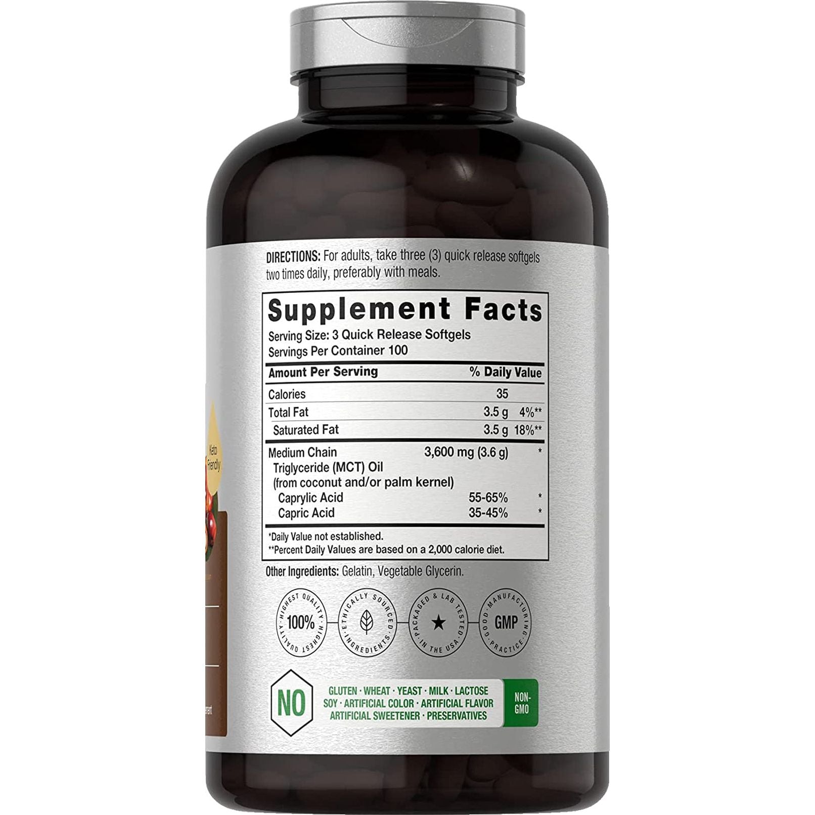 Horbäach Keto MCT Oil Capsules 3600Mg | 300 Softgels