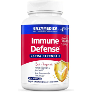 Enzymedica, Immune Defense, Extra Strength, Proteolytic Enzymes for 2X Immune & Respiratory Support, 90 Count