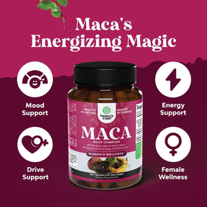 Organic Maca Root Capsules for Women - Non-Gmo Certified Vegan and Gluten-Free - 120Ct