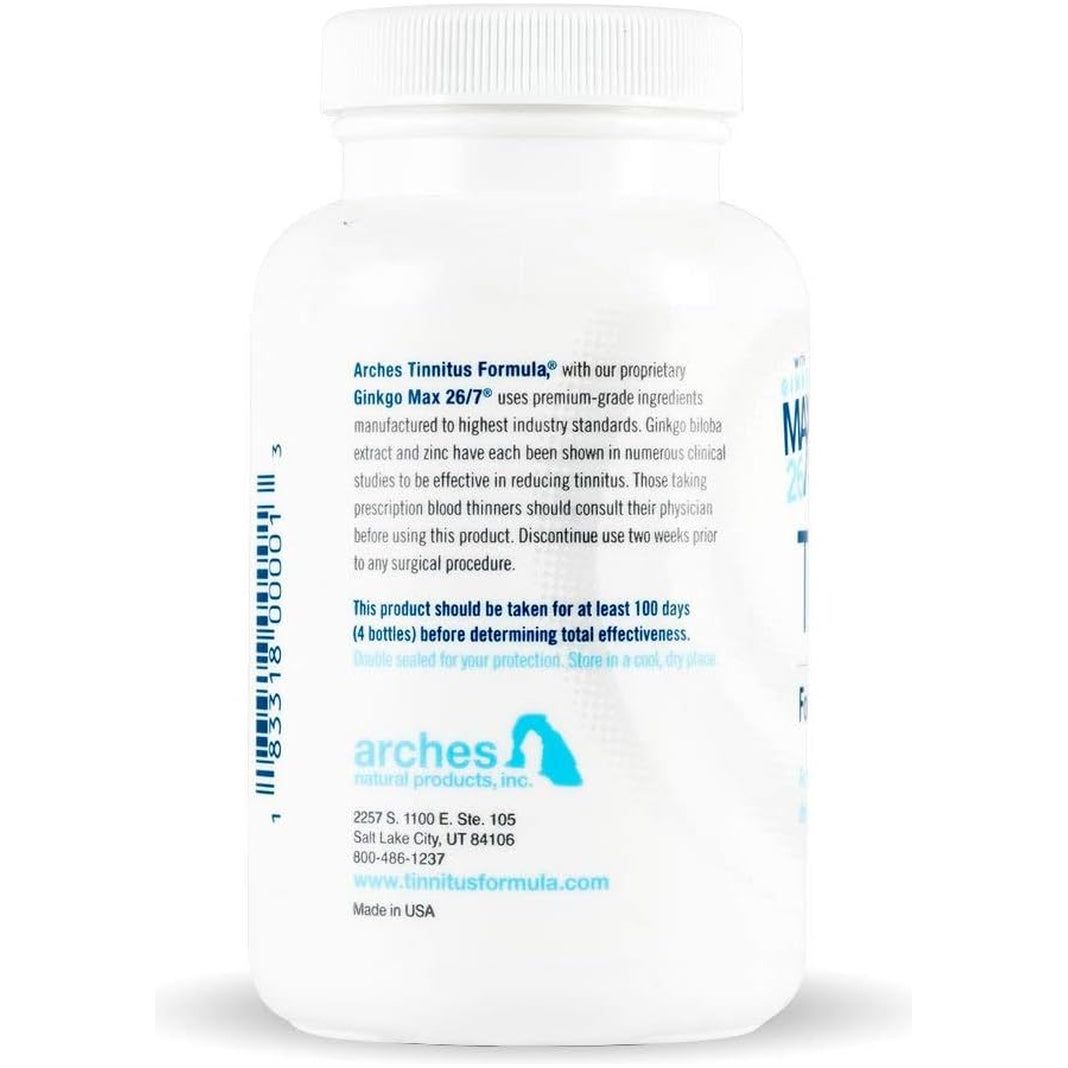 Arches Tinnitus Formula - Natural Tinnitus Treatment for Relief from Ringing Ears - 100 Count