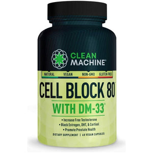 CLEAN MACHINE Cell Block 80 - Natural Vegan Testosterone Support Supplement, Estrogen, DHT & Cortisol Blocker 60 Caps