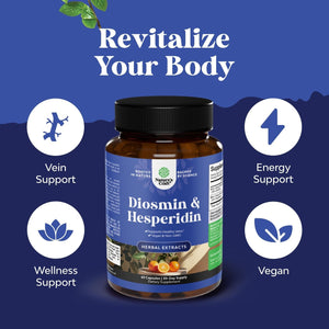 Diosmin Hesperidin 1000Mg Complex - from Bitter Orange for Vein Support (1 Month Supply)