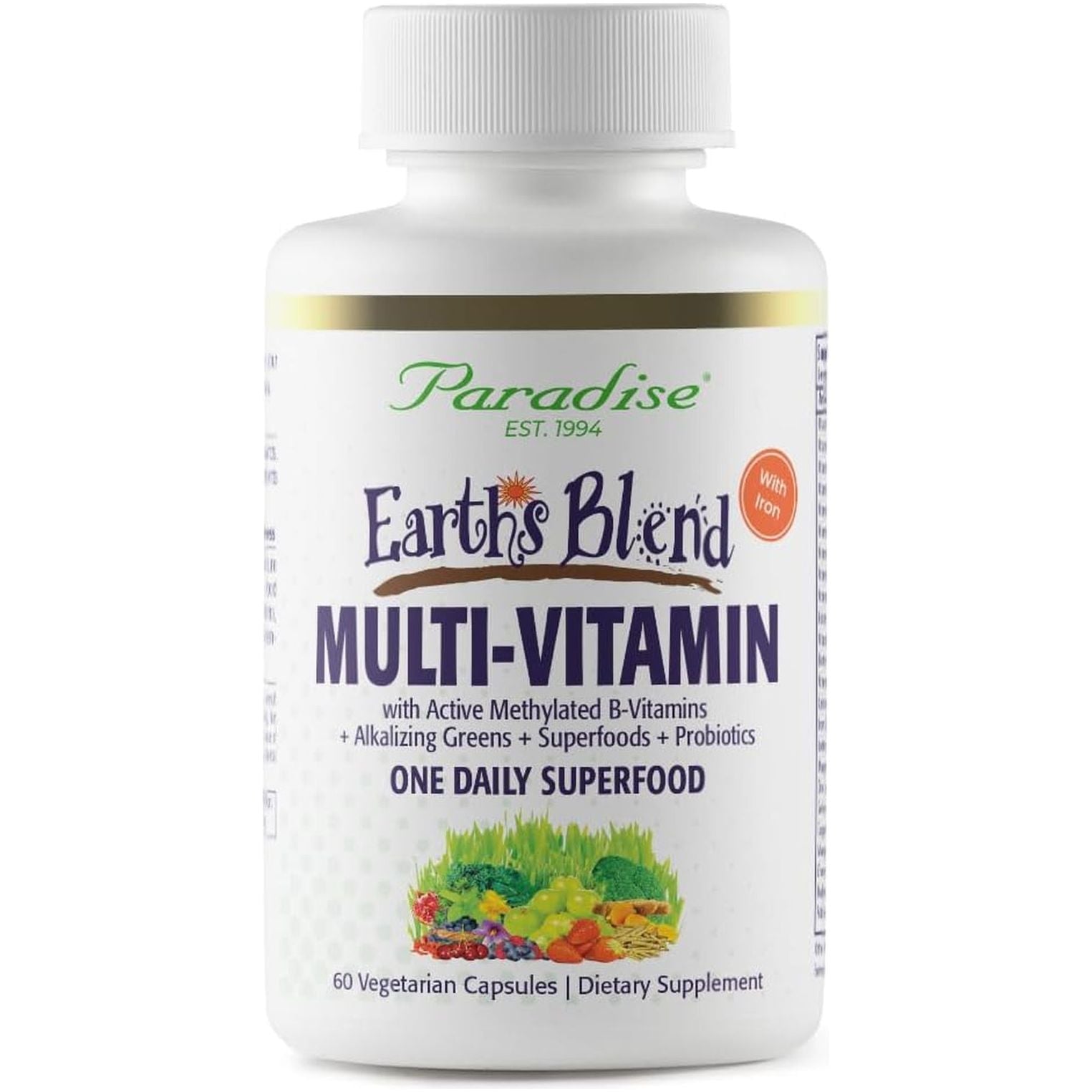 Paradise Herbs Earth'S Blend Women'S Once Daily Multivitamin with Iron 60 Capsules