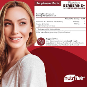 Nutriflair Premium Berberine HCL - Immune System, Healthy Weight Management (1200Mg/120 Capsules)