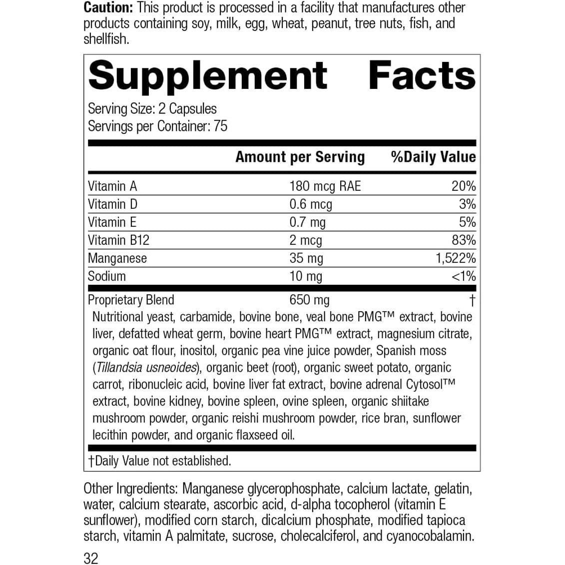 Standard Process Ligaplex II - Manganese Supplement with Vitamin B12, a & D - Skeletal System & Joint Support Supplement - 150 Capsules