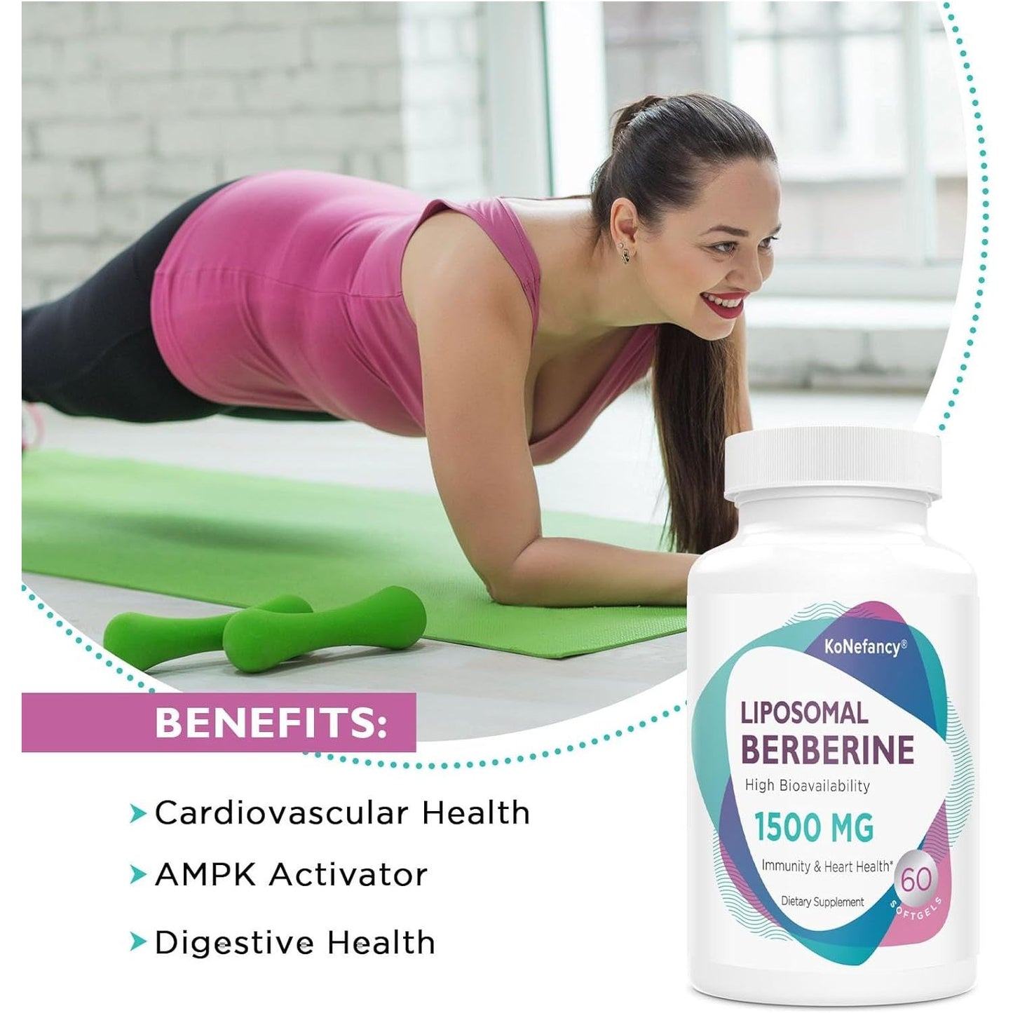 Berberine HCL Supplement 1500Mg - High Bioavailability Liposomal Berberine Capsules