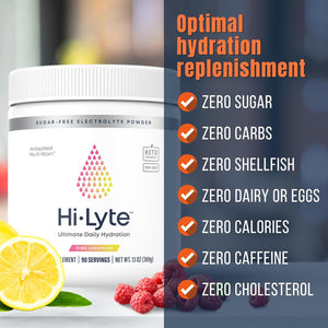 Hi-Lyte Electrolytes Powder, Pink Lemonade Daily Hydration Supplement Drink Mix, 90 Servings