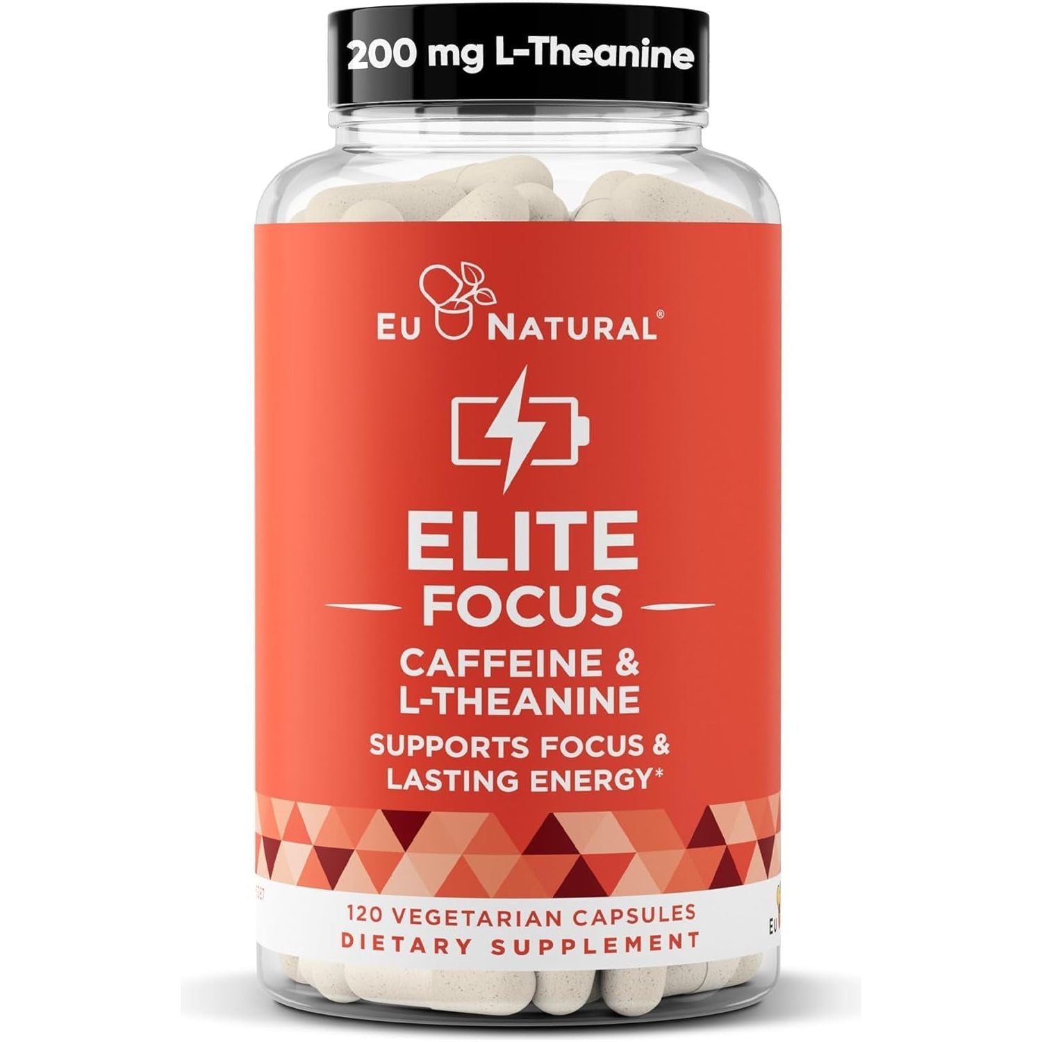 Elite Caffeine Pills with L-Theanine – Jitter-Free Focused Energy Supplements 120 Soft Capsules