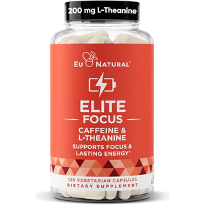 Elite Caffeine Pills with L-Theanine – Jitter-Free Focused Energy Supplements 120 Soft Capsules