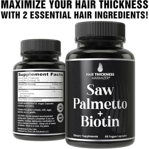 Saw Palmetto + Biotin Advanced for Hair Growth Hair Loss and Regrowth Pills - DHT Blocker