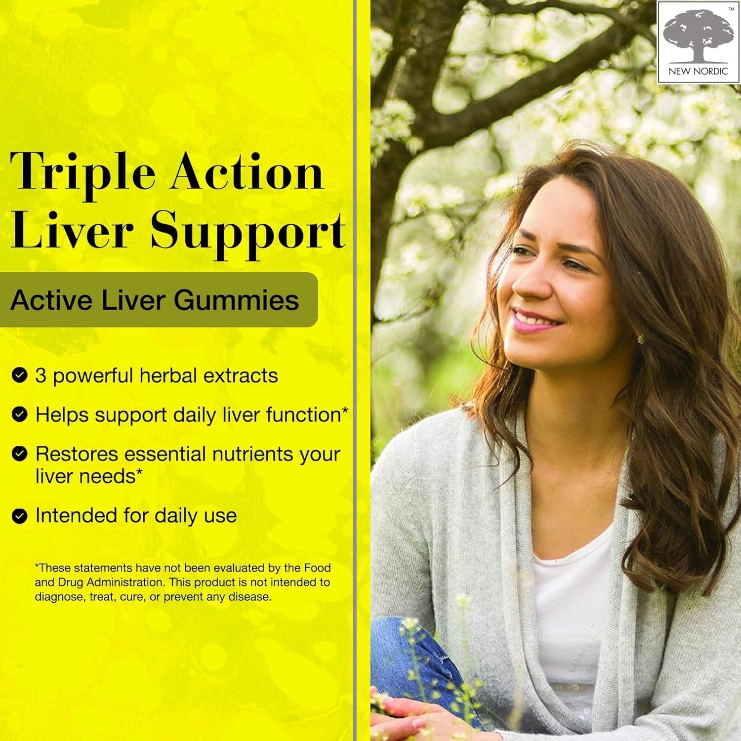 NEW NORDIC Active Liver Gummies, Milk Thistle, Artichoke & Turmeric Supplement, 60 Count