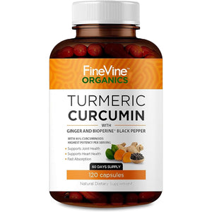 Turmeric Curcumin with Bioperine Black Pepper and Ginger - Made in USA - 120 Vegetarian Capsules