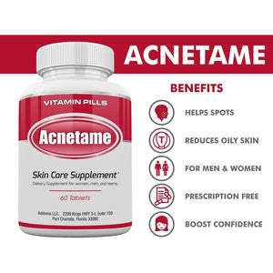 Acne Pills- Vitamin Supplements for Acne Treatment- Natural Clear Skin from Hormonal Cystic Pimples- 60 Tablets