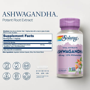SOLARAY Vital Extracts Ashwagandha 470 Mg - 60 Servings
